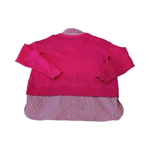 Lauren Ralph Lauren Woman’s Pink Cotton Paisley Layered Look Sweater Shirt XL - Picture 4 of 4